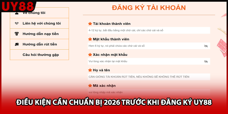 Điều kiện cần chuẩn bị 2026 trước khi đăng ký UY88